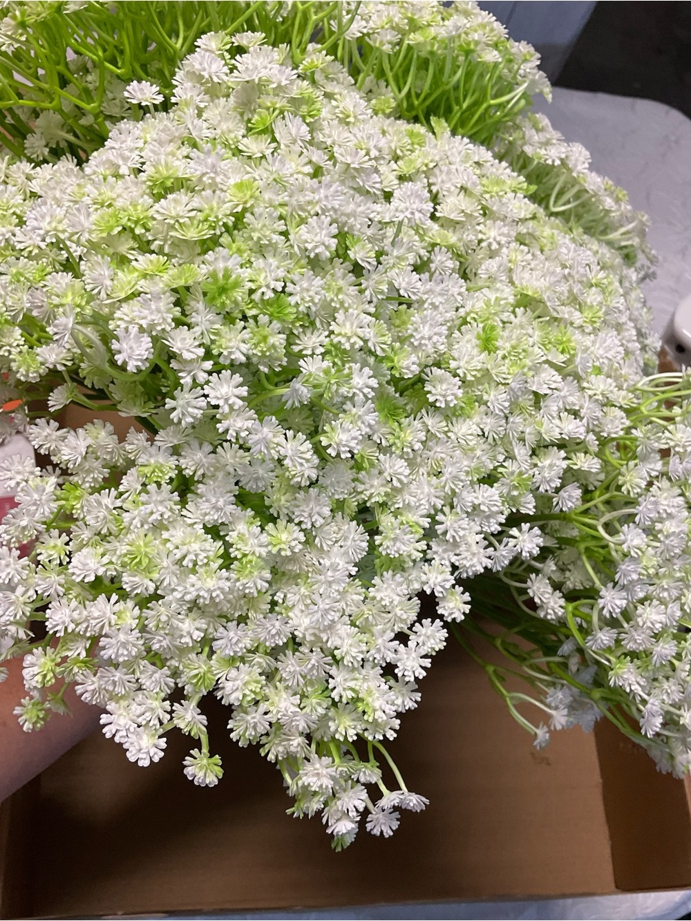 Source Unknown White and Light Green Faux Blossom Spray Bundle